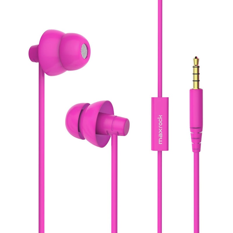 MAXROCK (TM Super Mini Total Soft Silicon Earbuds Headphones with Mic Music Sleep Choice for Cellphones Ipad Tablet Mp3 Laptop and Most 3.5mm Audio Player (Pink) - Image 1